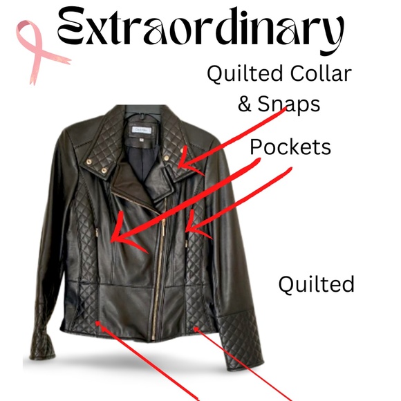 CALVIN KLEIN Highest Quality Unique Black Leather Moto Jacket - Picture 6 of 11